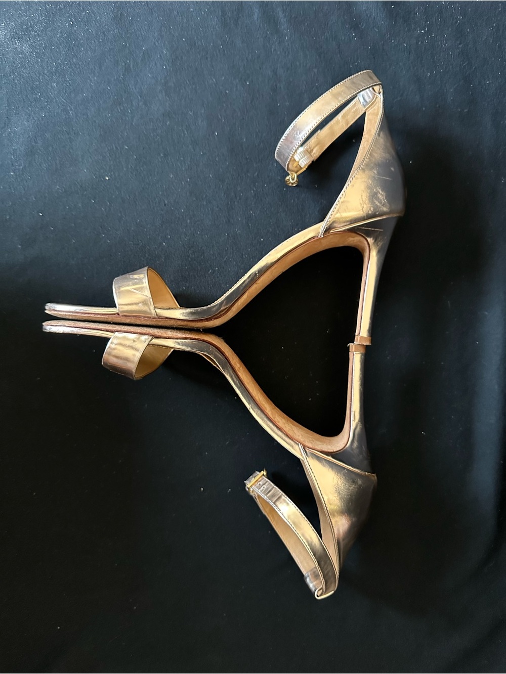 Tory Burch Metallic rose Gold Ankle-Strap Stiletto Sandals